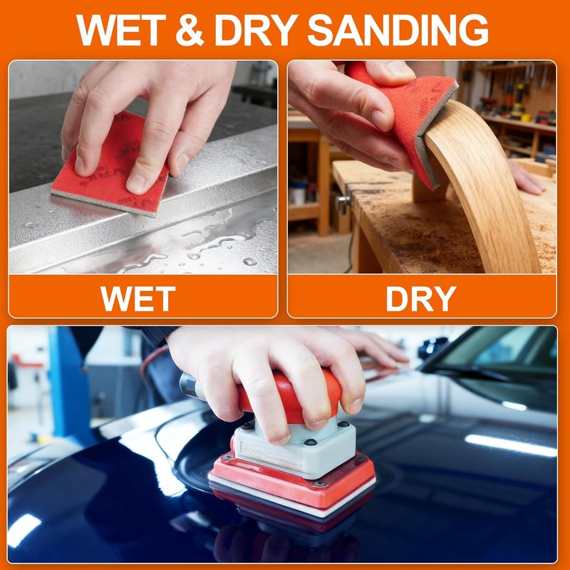 VRKET 28 Pcs 800-1000 Grit Sanding Sponge,Ultra Fine Sandpaper,Soft Foam Hand Sander Block Wet Dry Sanding Pads for Automobile Wood Furniture Metal Drywall Polishing - Image 5